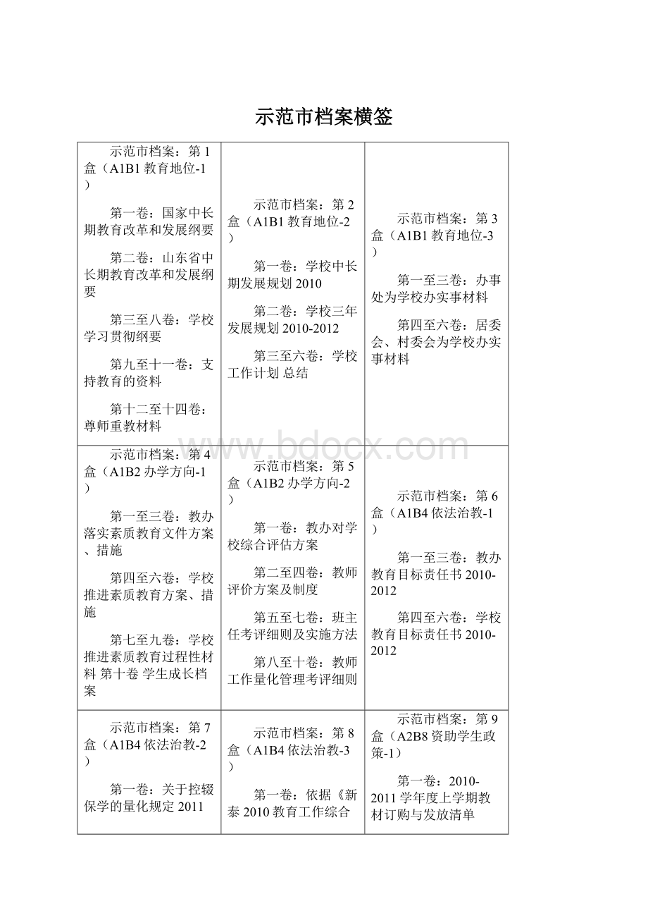 示范市档案横签文档格式.docx