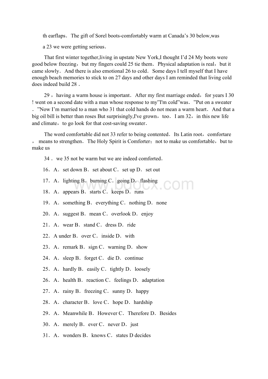 江苏省盱眙县新马中学学年高二下学期期初检测英语试题.docx_第3页