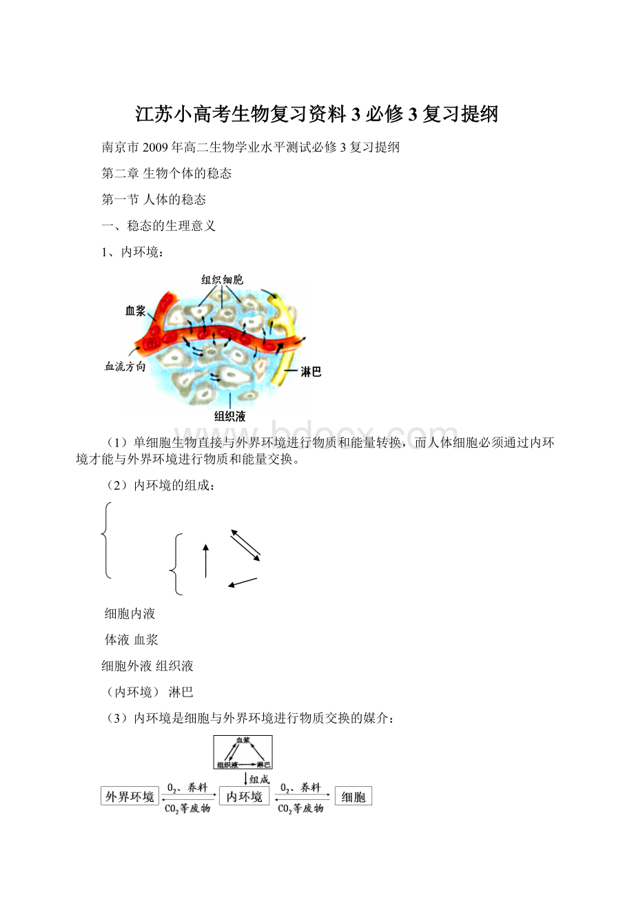 江苏小高考生物复习资料3必修3复习提纲.docx