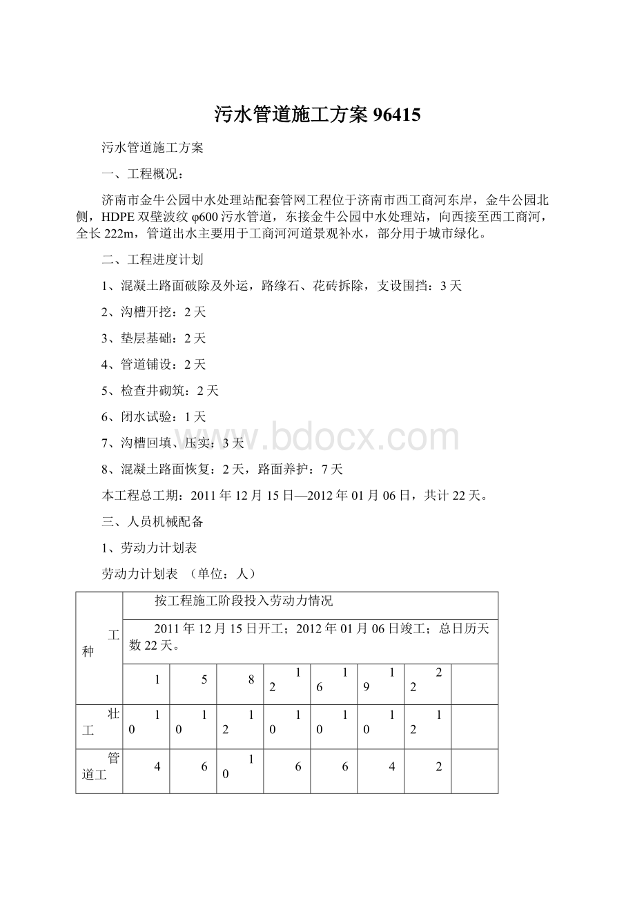 污水管道施工方案96415Word文档下载推荐.docx_第1页