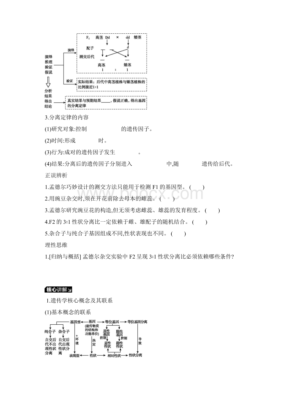 届高考生物一轮复习 第5单元 遗传的基本规律和遗传的细胞基础听课学案.docx_第2页