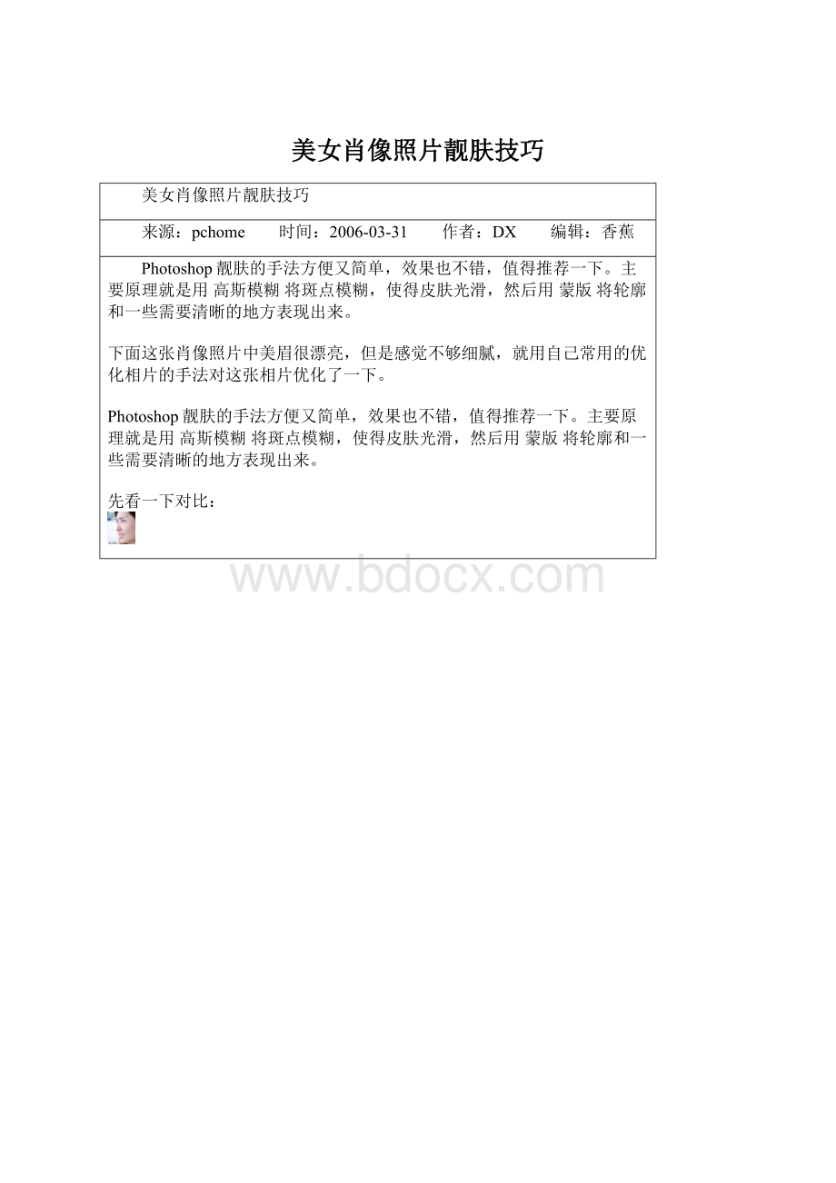 美女肖像照片靓肤技巧Word下载.docx