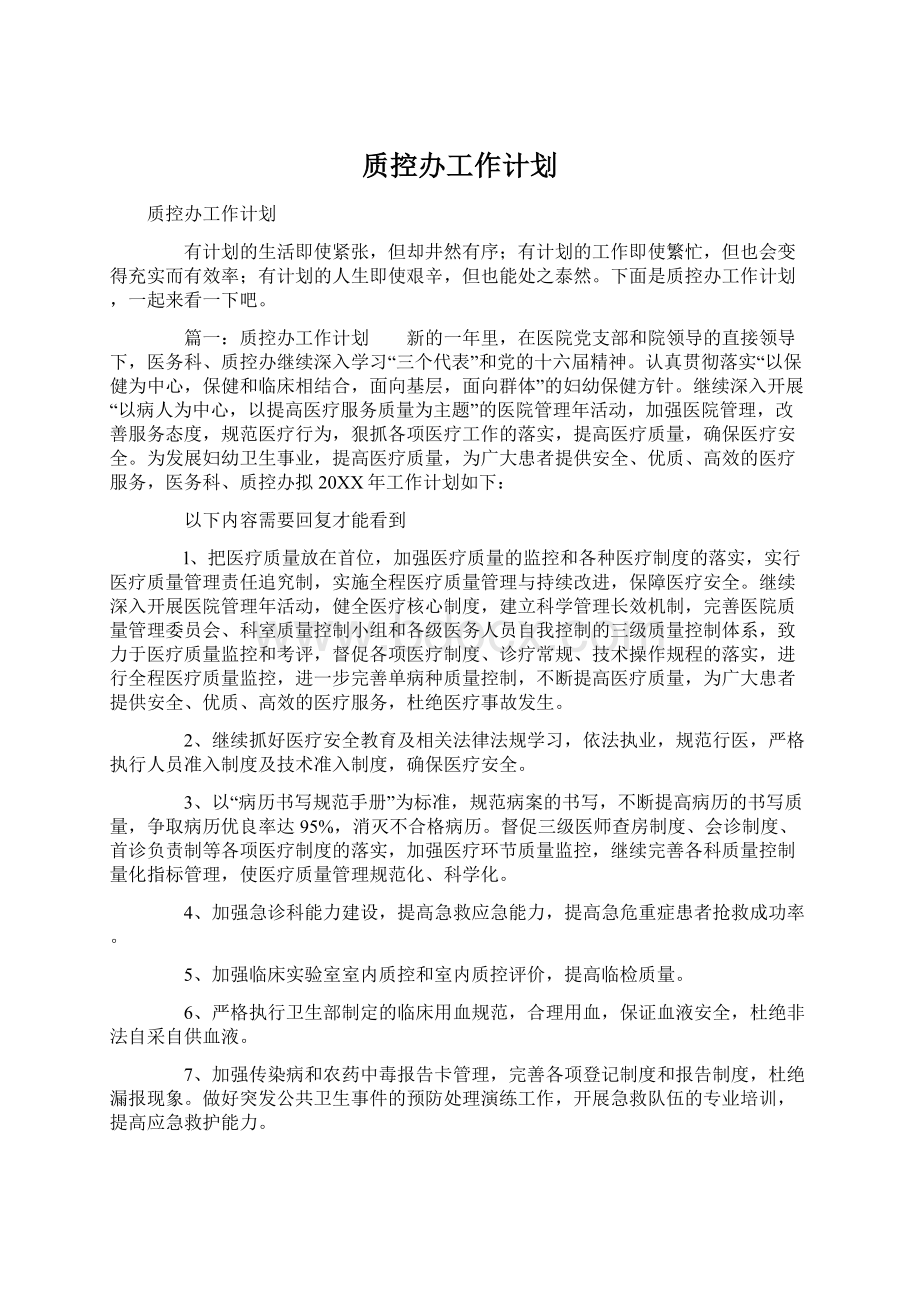 质控办工作计划.docx_第1页