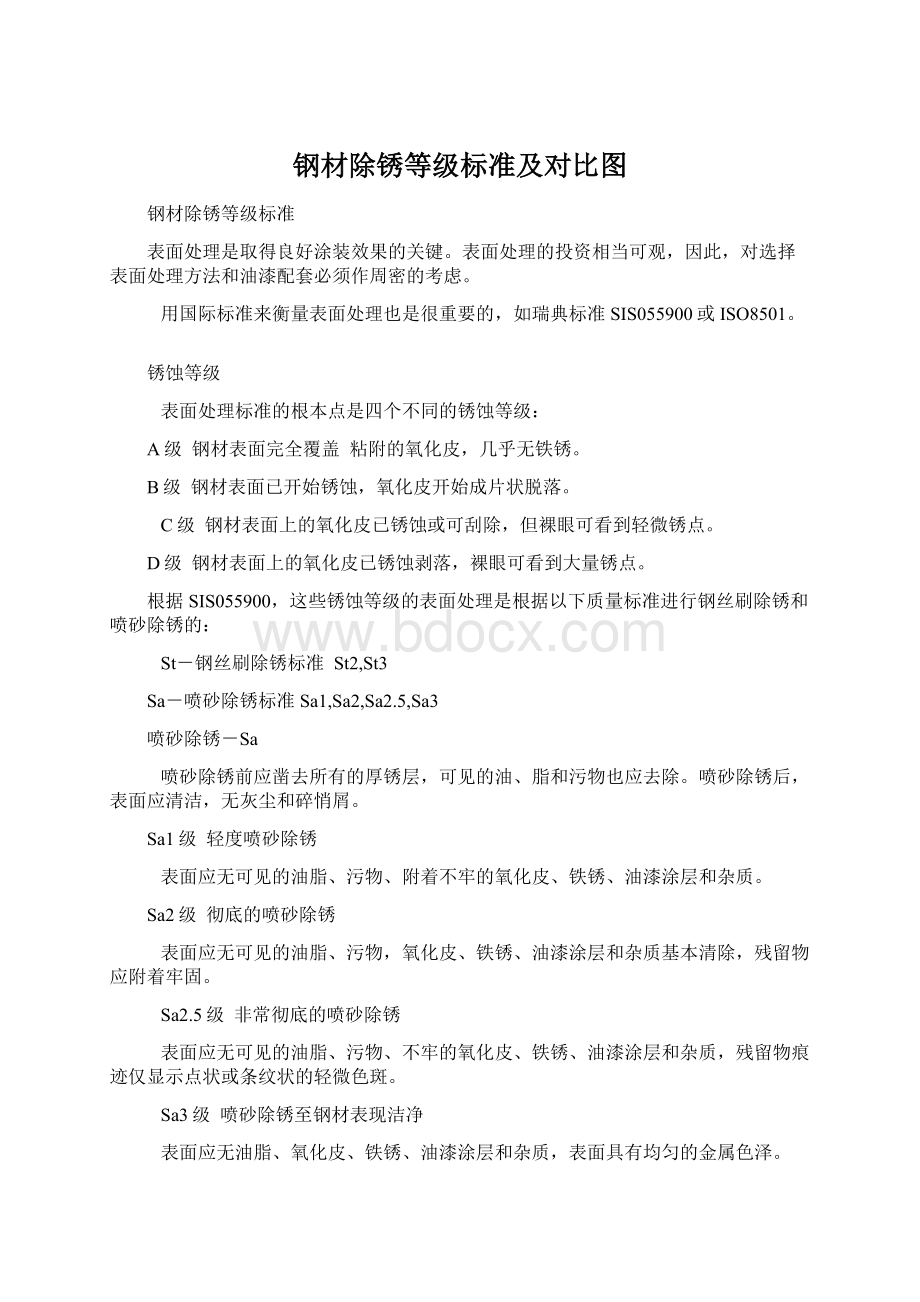 钢材除锈等级标准及对比图.docx