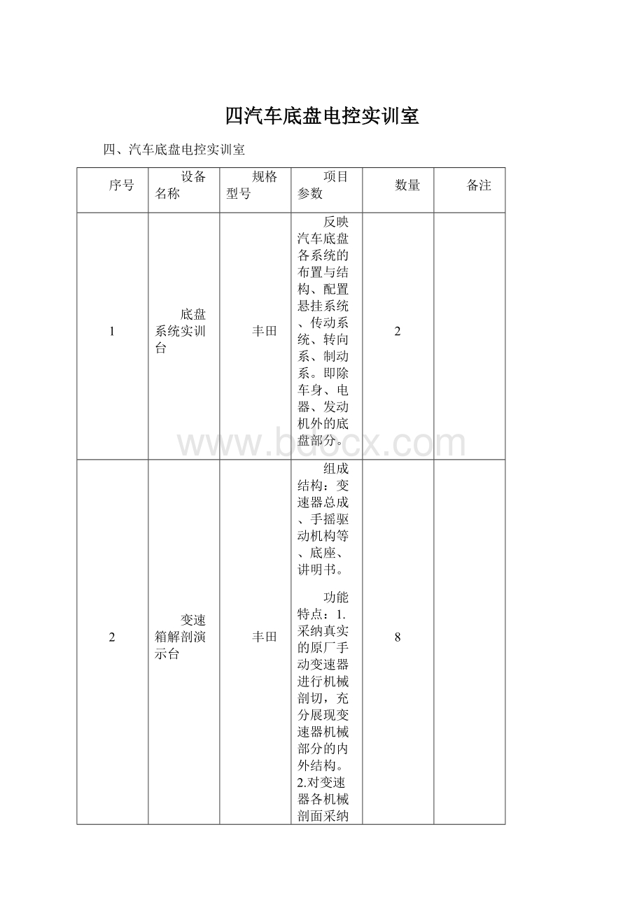 四汽车底盘电控实训室Word文档格式.docx