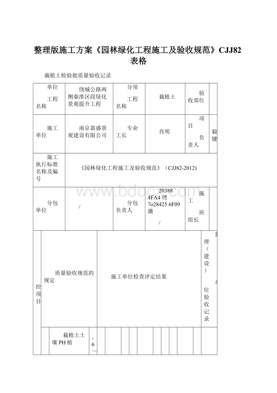 整理版施工方案《园林绿化工程施工及验收规范》CJJ82表格Word格式文档下载.docx