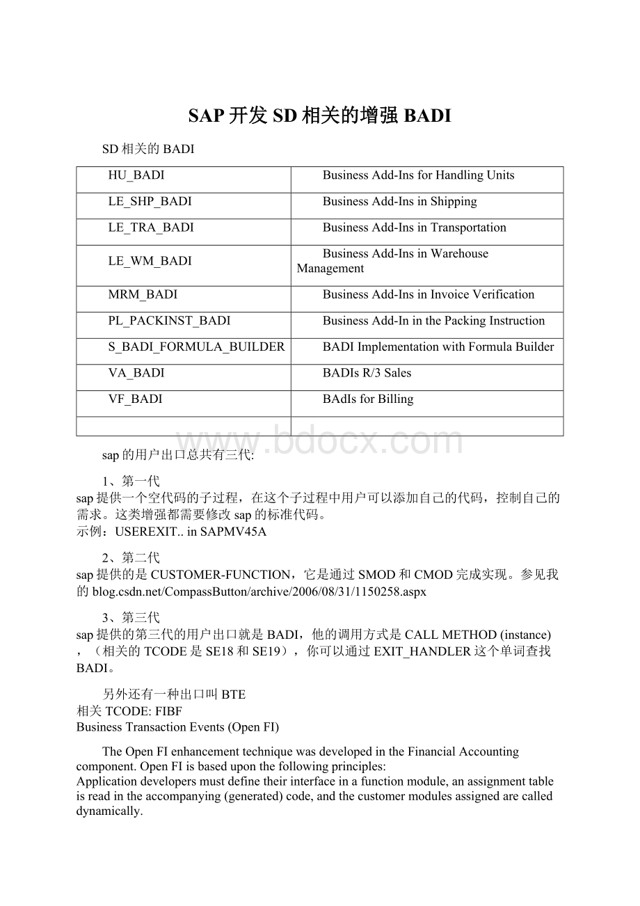 SAP开发SD相关的增强BADIWord下载.docx