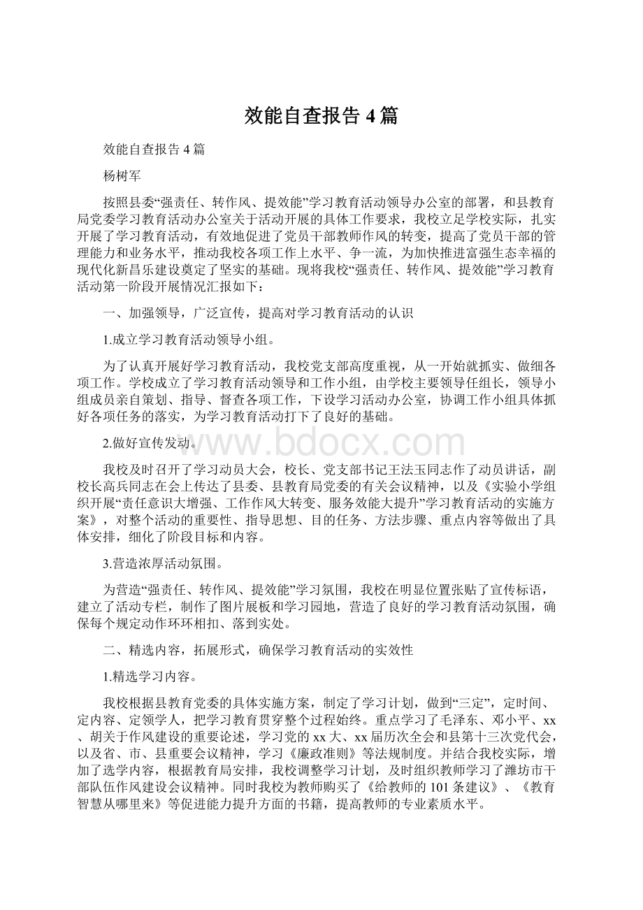 效能自查报告4篇.docx