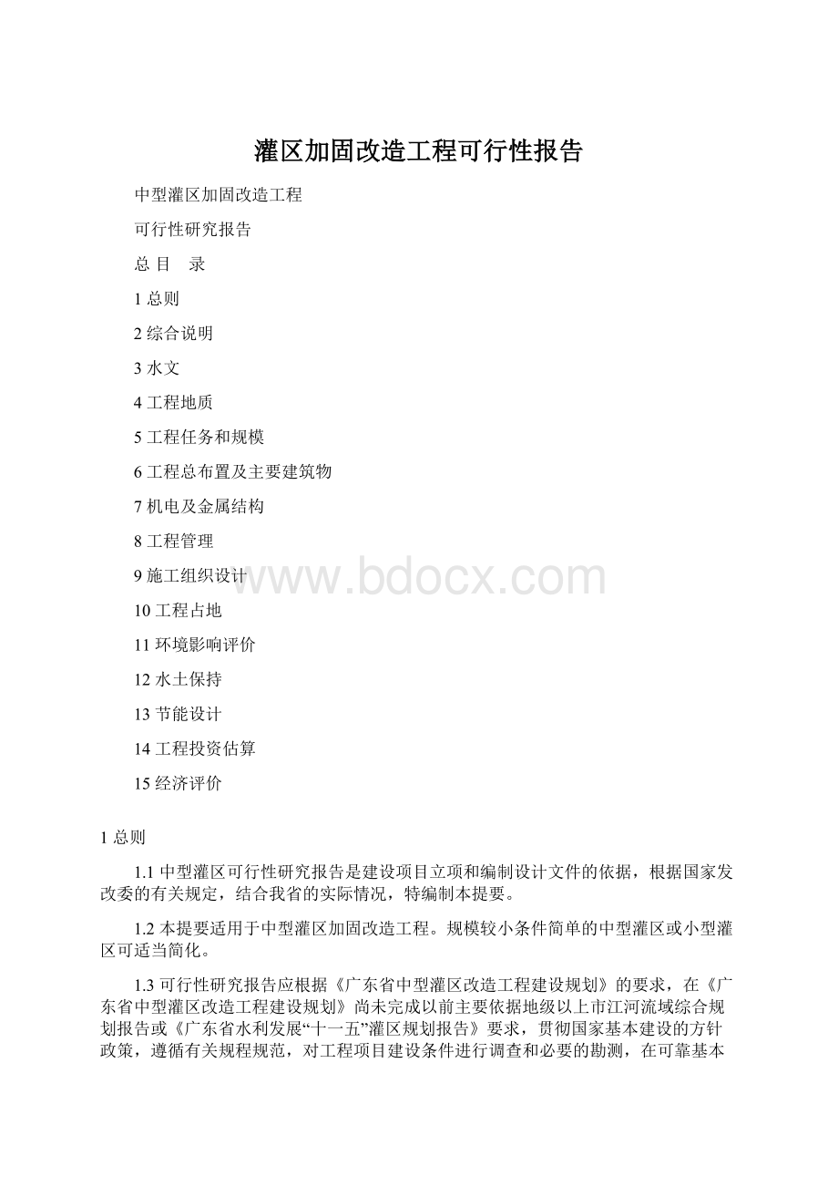 灌区加固改造工程可行性报告Word格式.docx