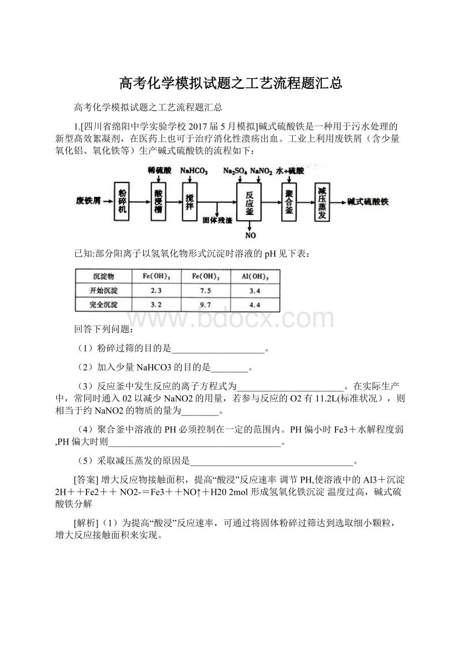 高考化学模拟试题之工艺流程题汇总Word文件下载.docx