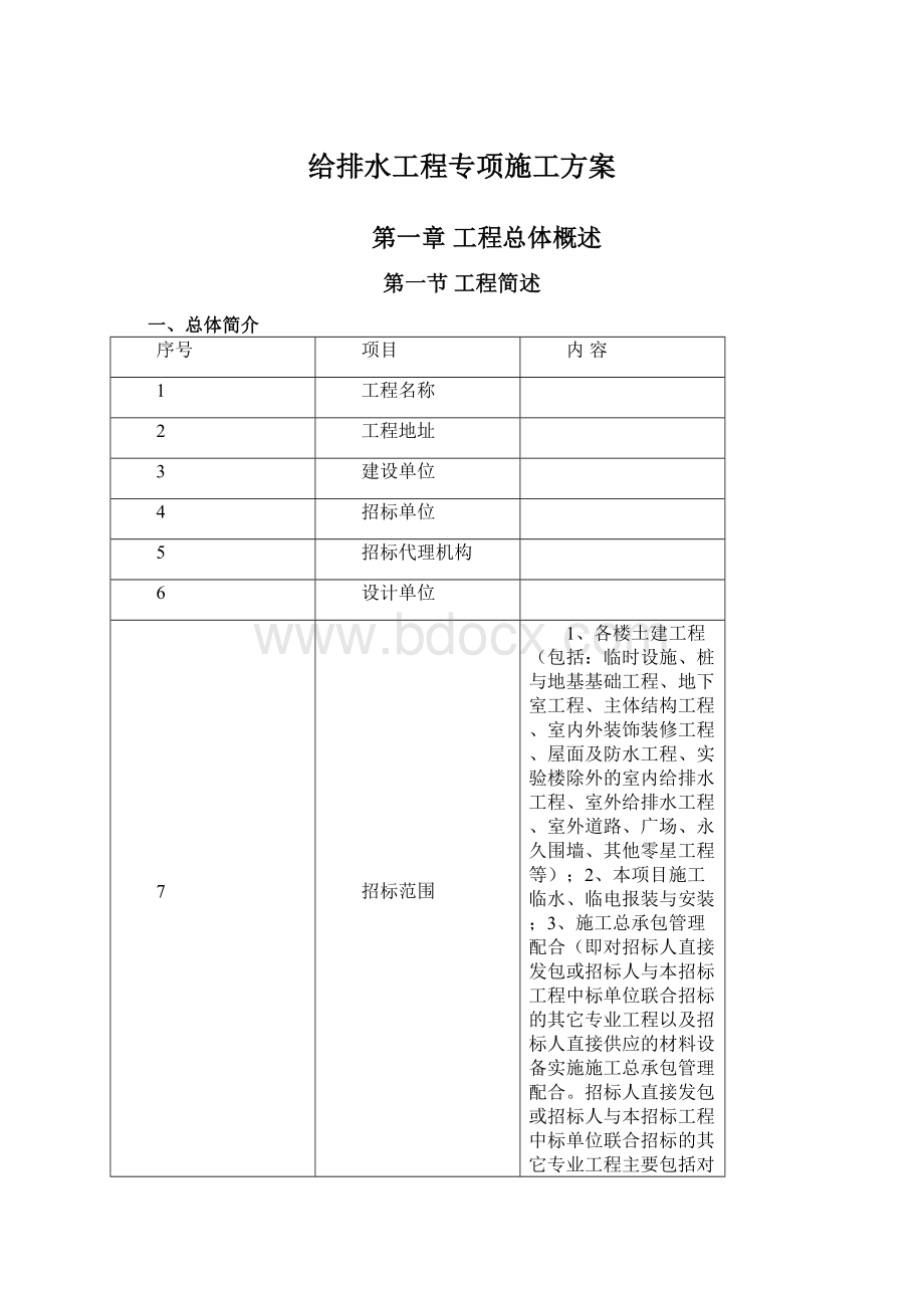 给排水工程专项施工方案.docx_第1页