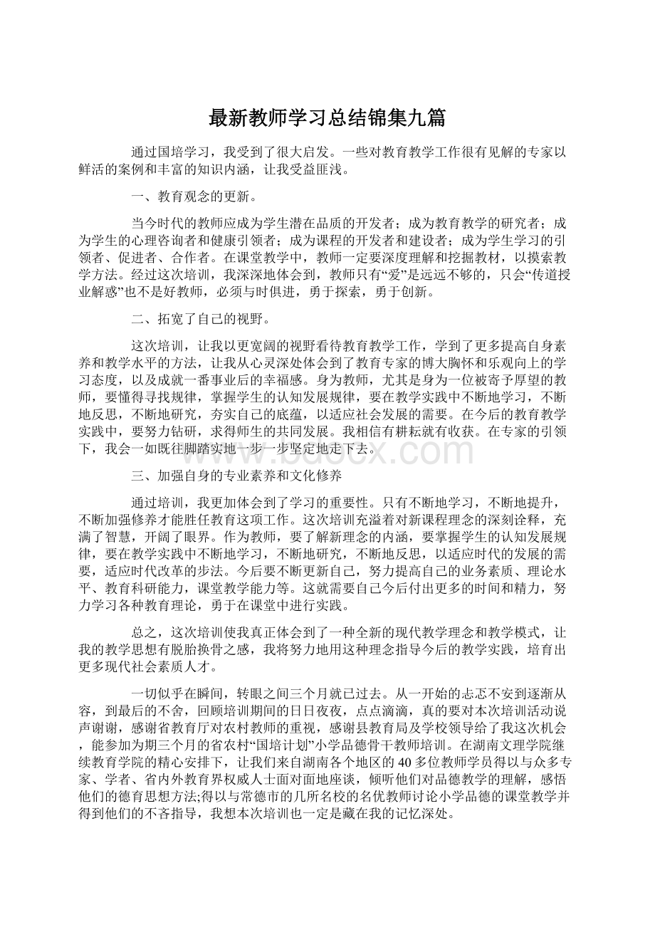 最新教师学习总结锦集九篇.docx