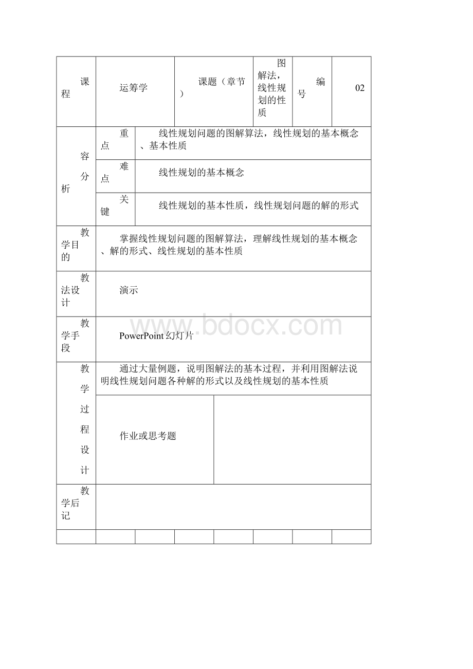 运筹学Ⅲ表格式教案工商管理专业.docx_第2页