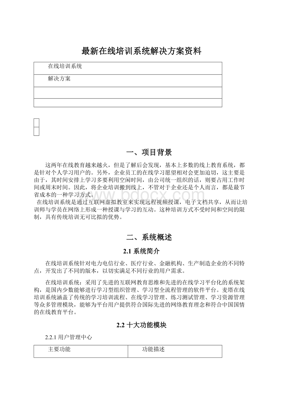 最新在线培训系统解决方案资料文档格式.docx_第1页