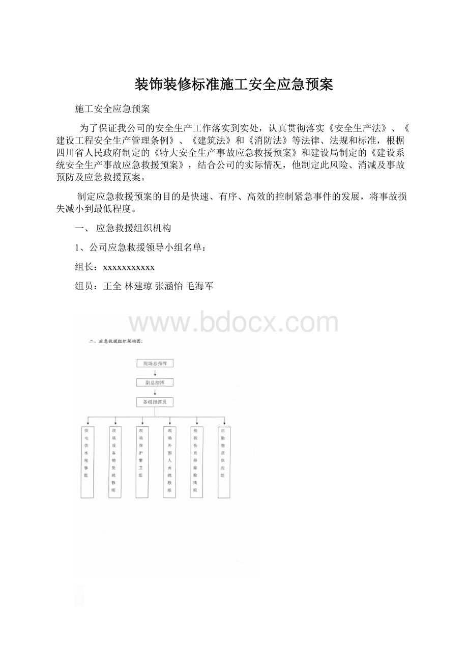 装饰装修标准施工安全应急预案.docx