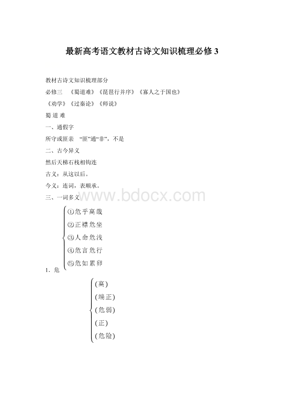 最新高考语文教材古诗文知识梳理必修3.docx