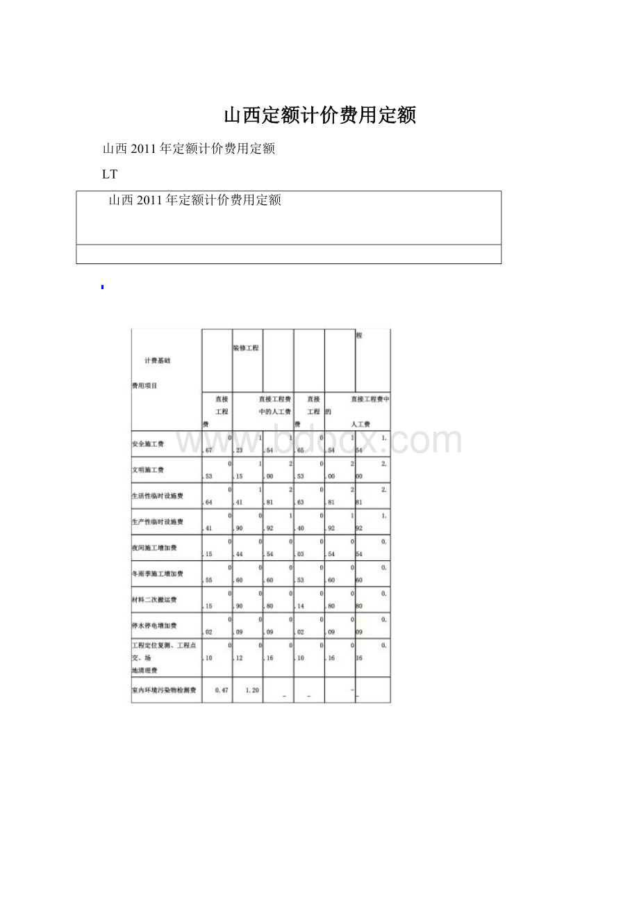 山西定额计价费用定额Word格式.docx