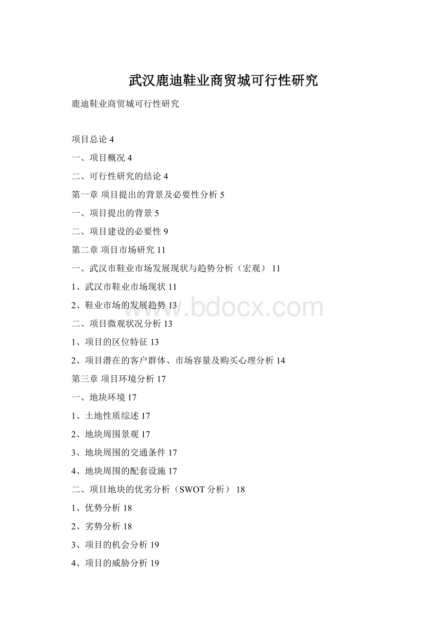 武汉鹿迪鞋业商贸城可行性研究.docx