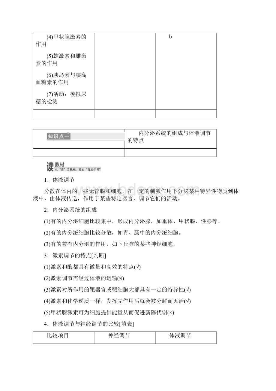 精品浙江专版学年高中生物第二章第三节高等动物的内分泌系统与体液调节学案浙科版必修3.docx_第2页