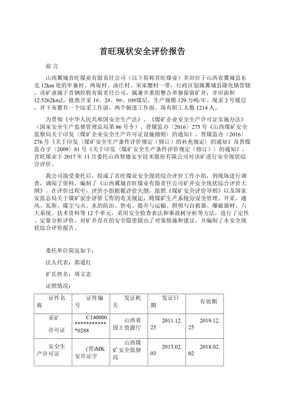 首旺现状安全评价报告.docx_第1页