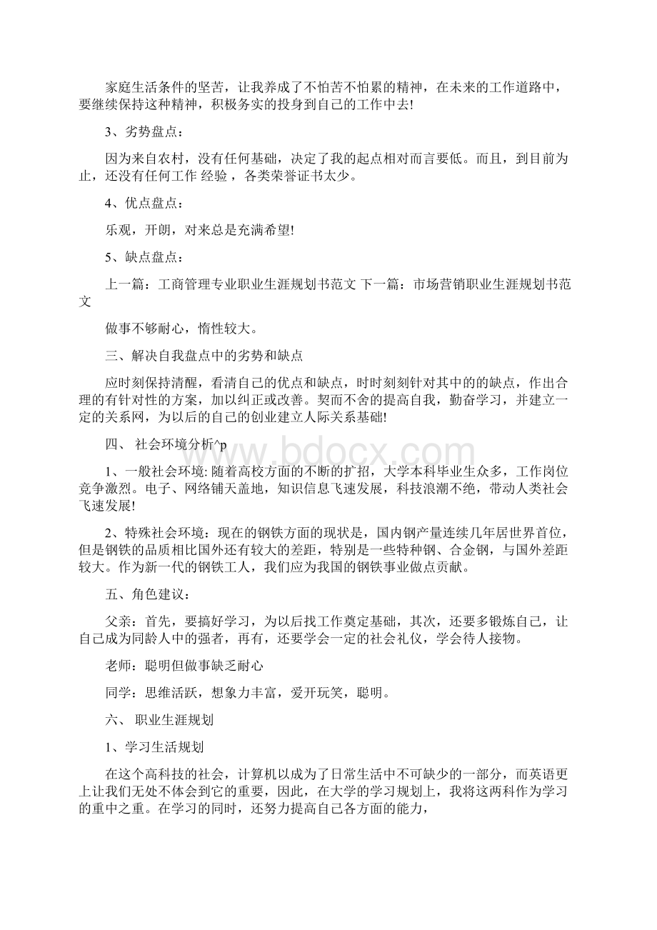 冶金专业职业人生规划范文800字人生职业规划范文Word格式文档下载.docx_第2页