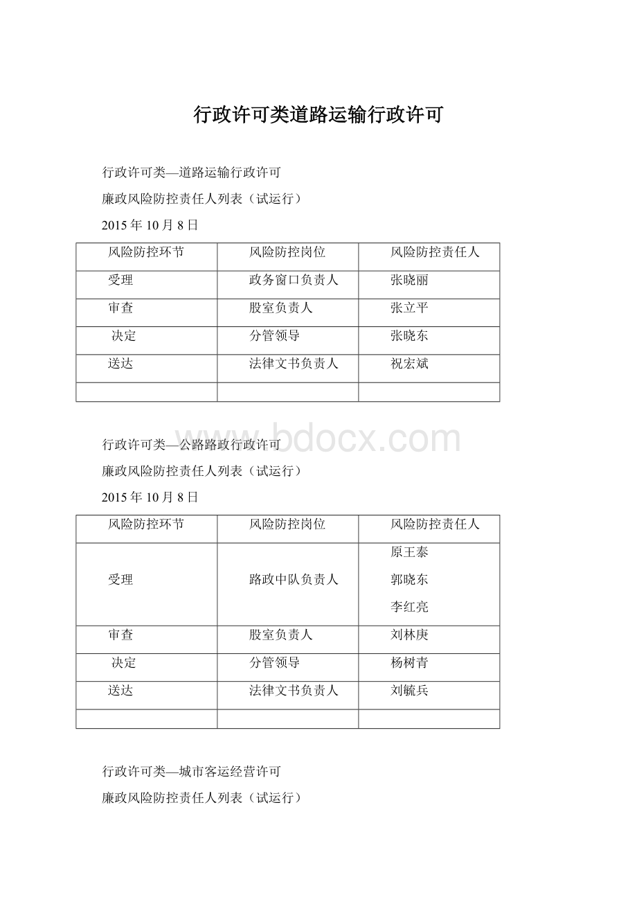 行政许可类道路运输行政许可Word格式.docx