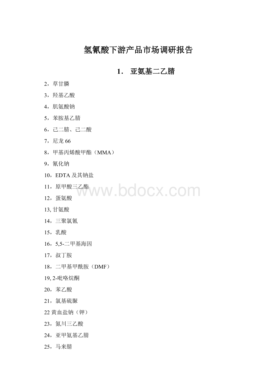 氢氰酸下游产品市场调研报告.docx_第1页