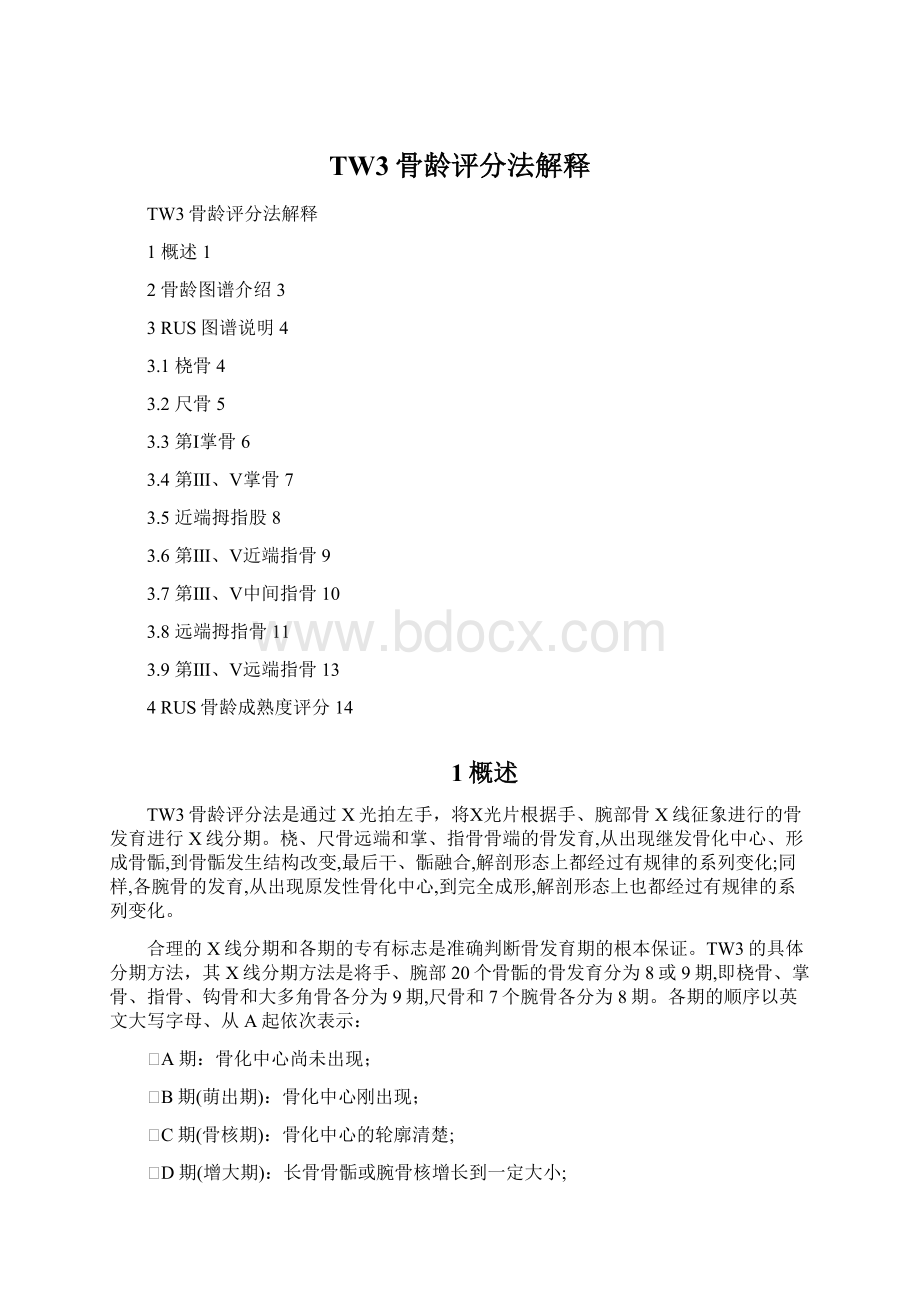 TW3骨龄评分法解释Word文件下载.docx