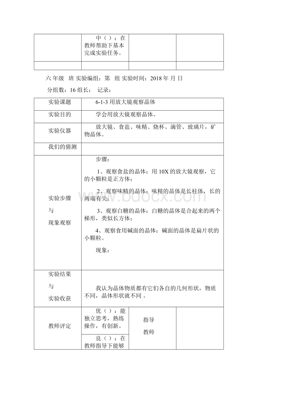 教科版六年级下册科学学生实验报告.docx_第2页