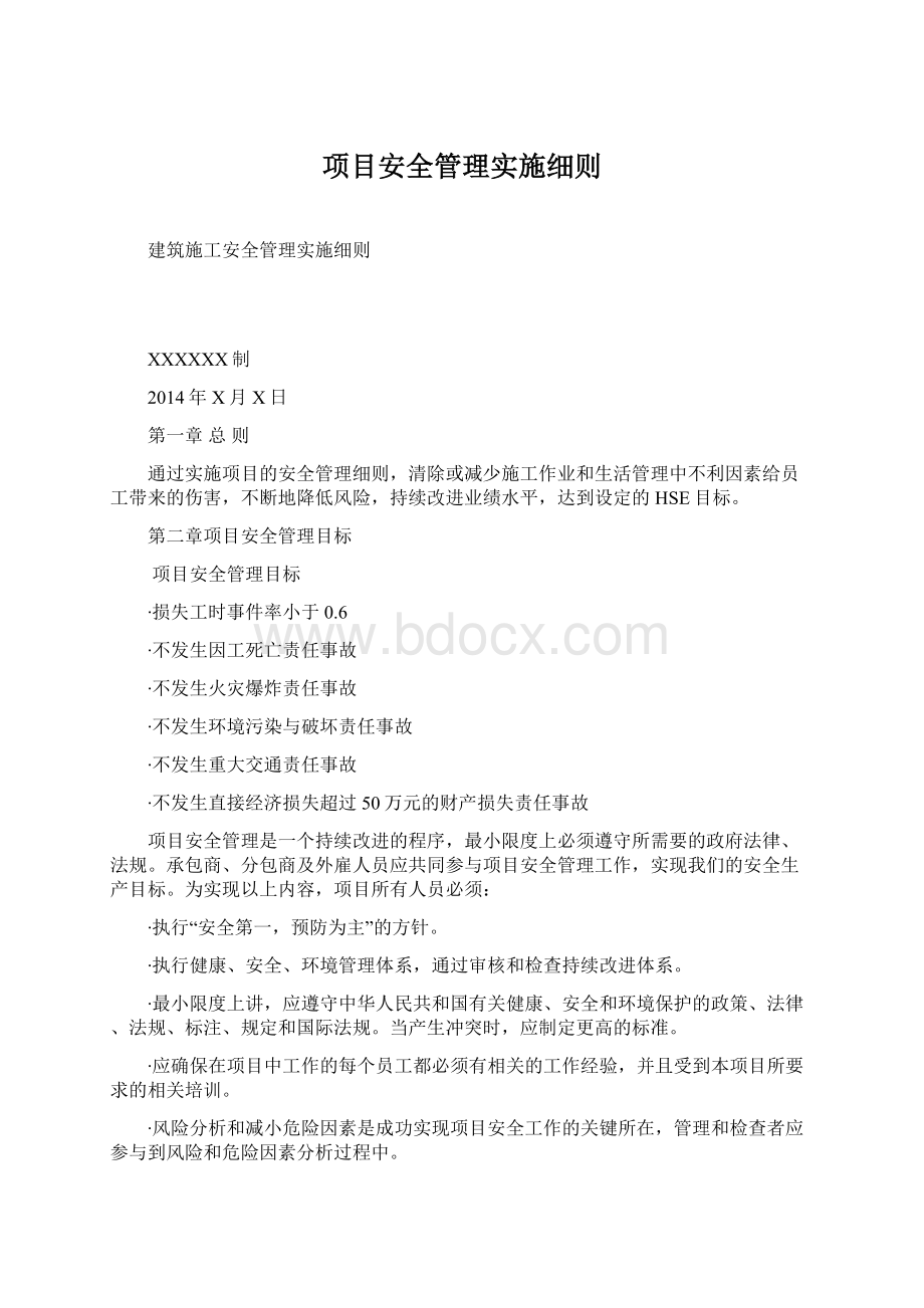 项目安全管理实施细则.docx_第1页