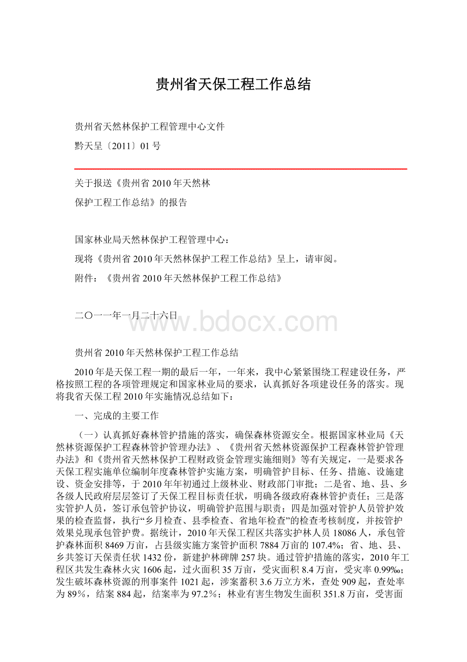 贵州省天保工程工作总结文档格式.docx