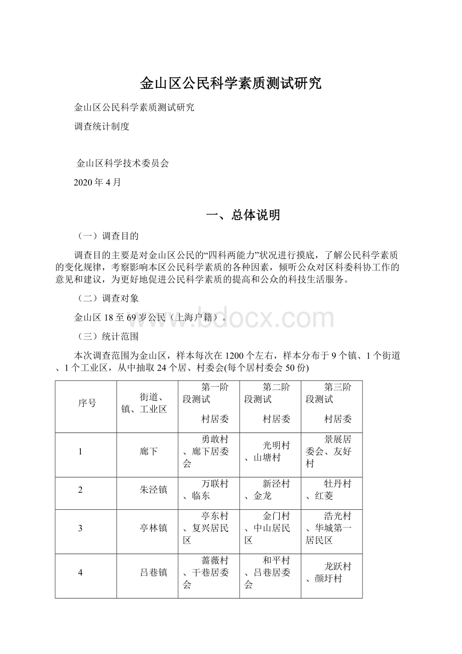 金山区公民科学素质测试研究Word格式文档下载.docx