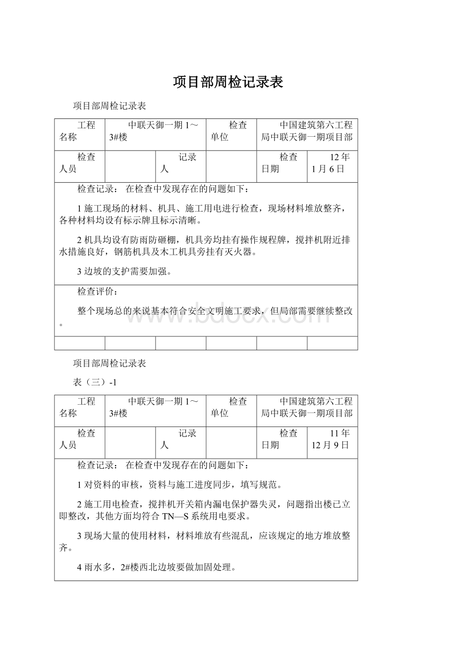 项目部周检记录表.docx