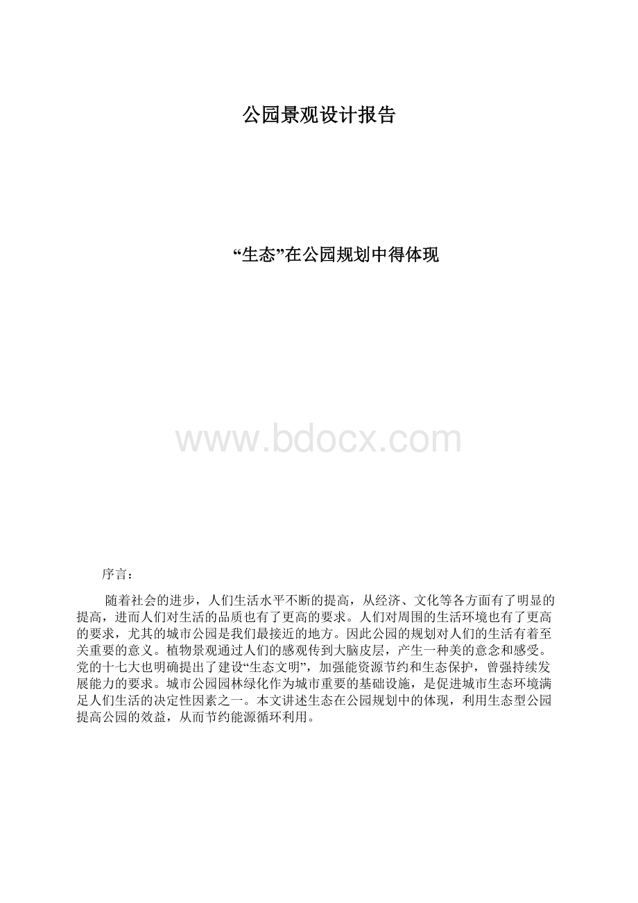 公园景观设计报告Word格式.docx