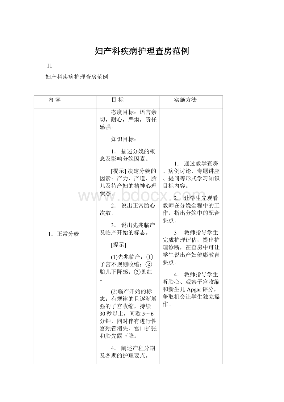 妇产科疾病护理查房范例文档格式.docx_第1页