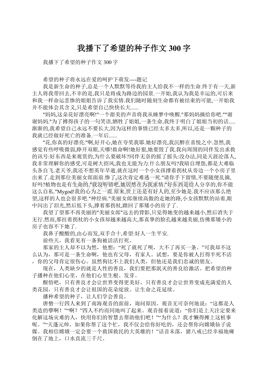 我播下了希望的种子作文300字.docx_第1页