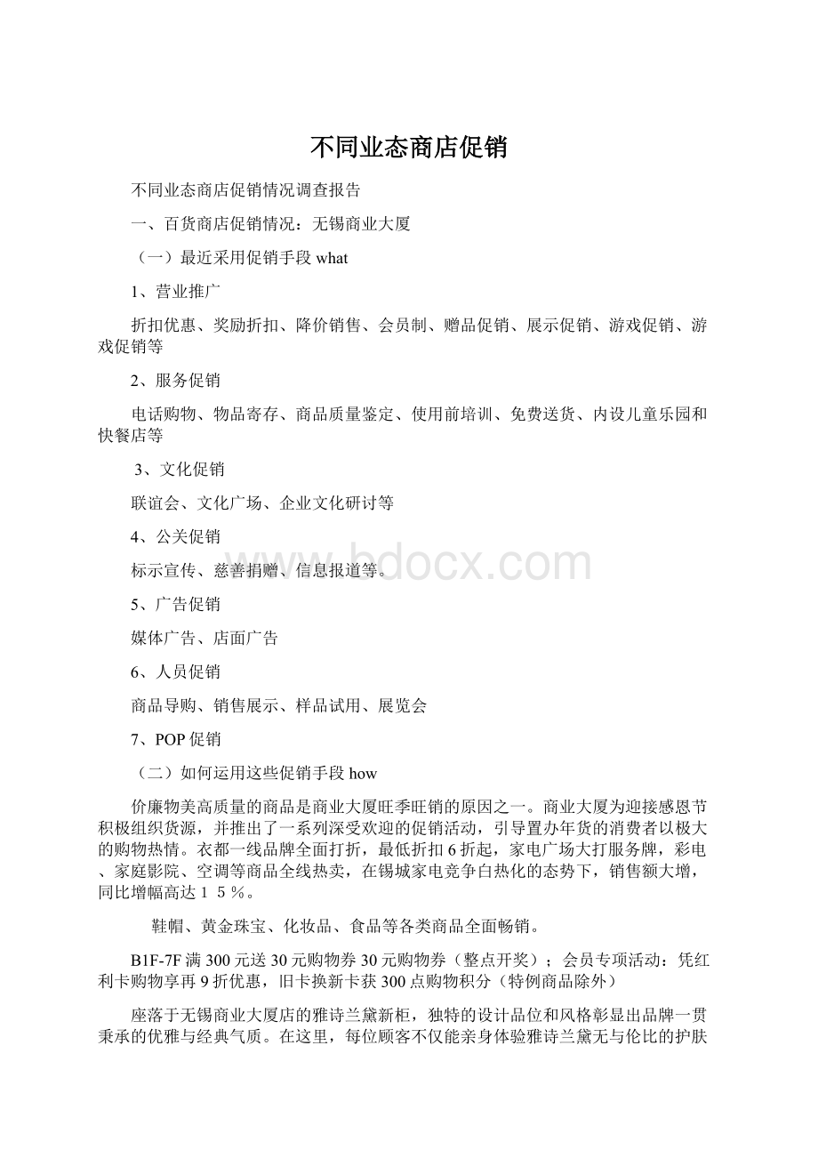 不同业态商店促销Word格式文档下载.docx