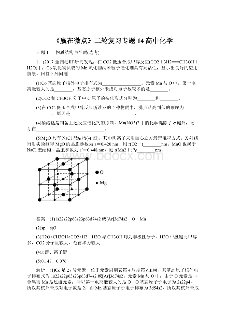 《赢在微点》二轮复习专题14高中化学.docx