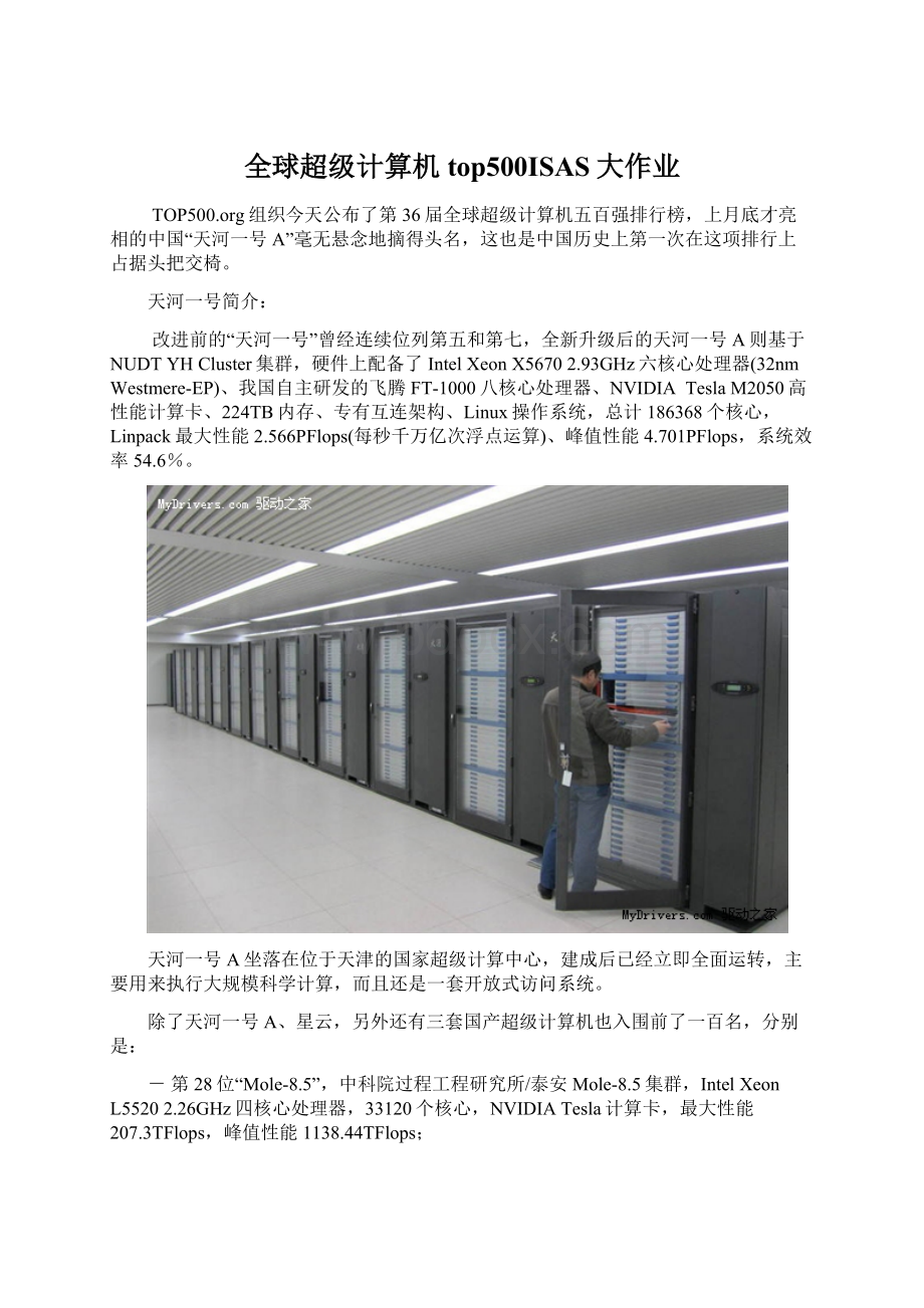 全球超级计算机top500ISAS大作业.docx_第1页