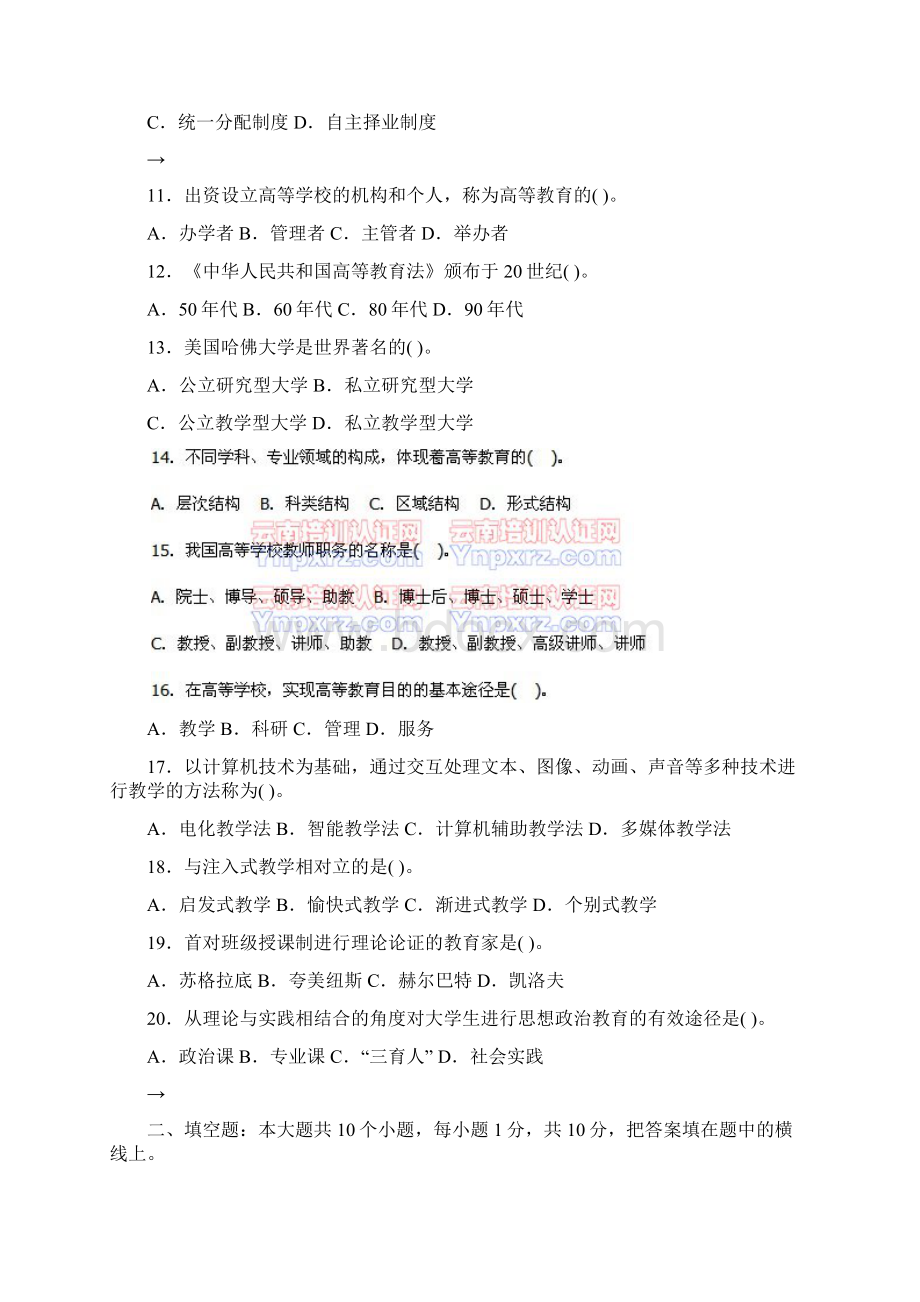 高等教育学考试参考样卷Word格式.docx_第2页