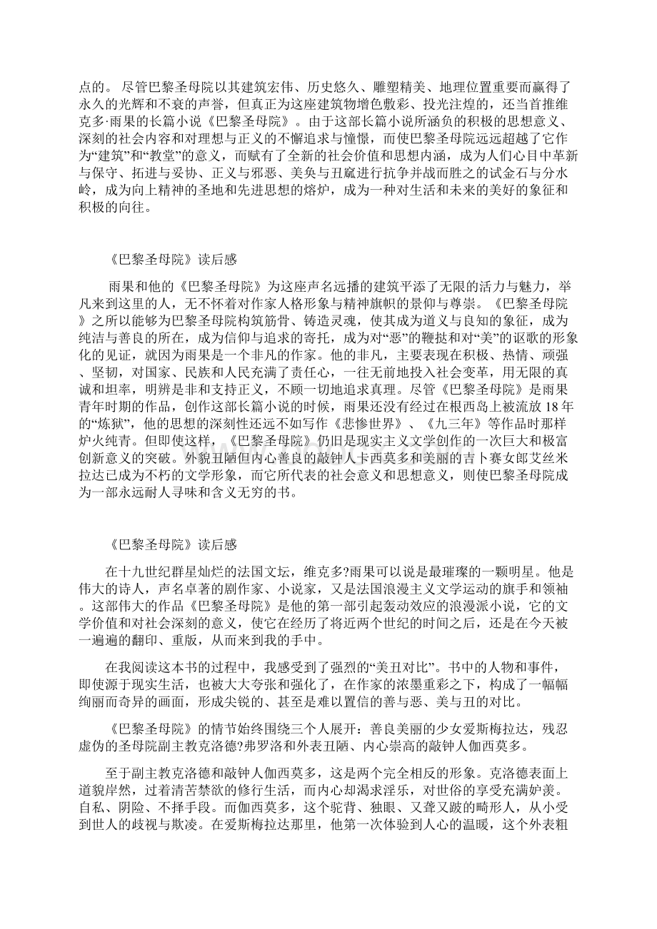 巴黎圣母院读后感.docx_第2页