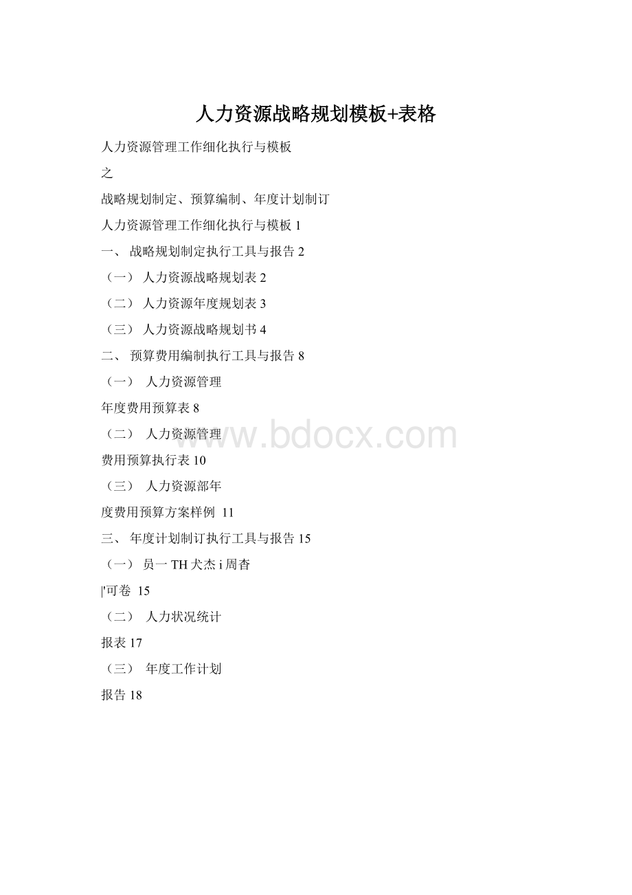 人力资源战略规划模板+表格.docx