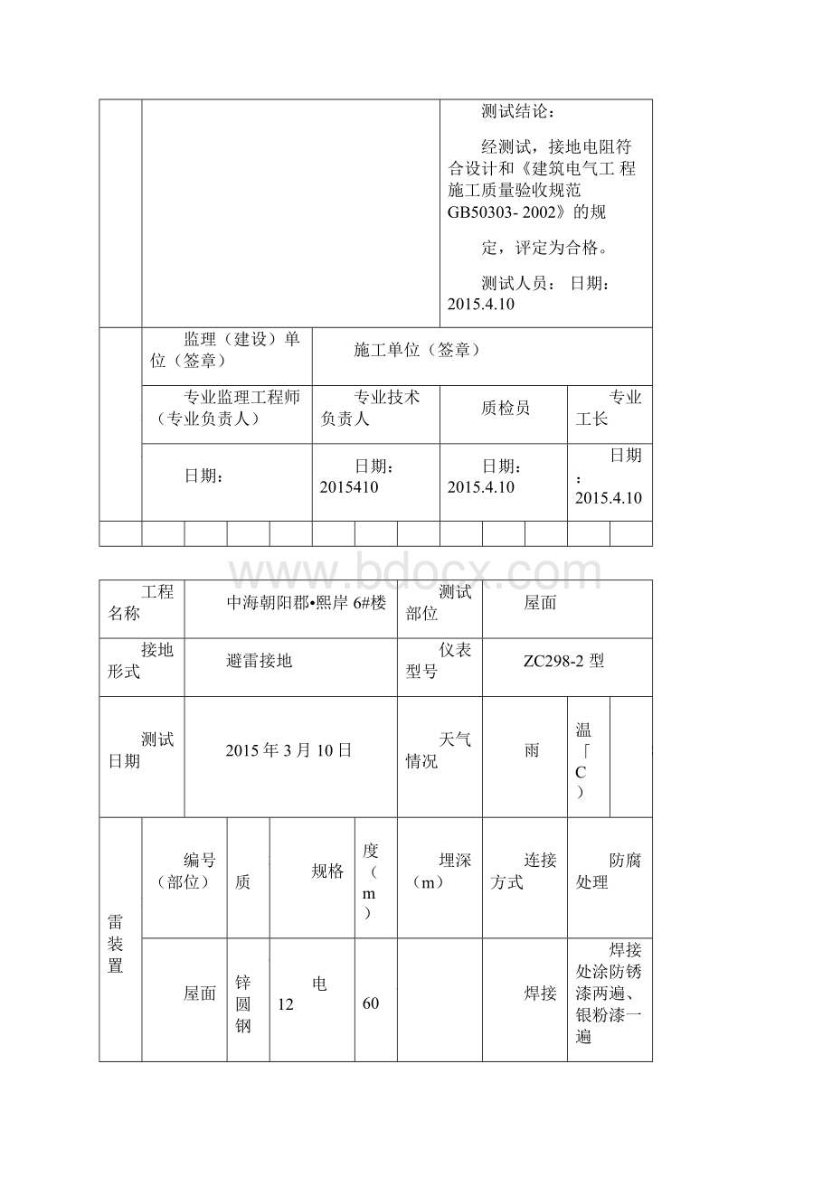 避雷接地电阻测试记录Word下载.docx_第2页