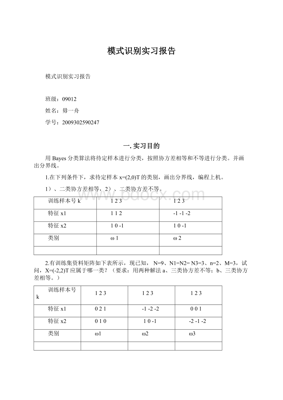 模式识别实习报告.docx_第1页