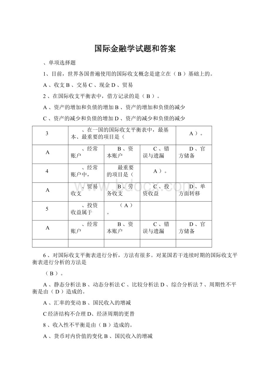 国际金融学试题和答案Word格式.docx_第1页