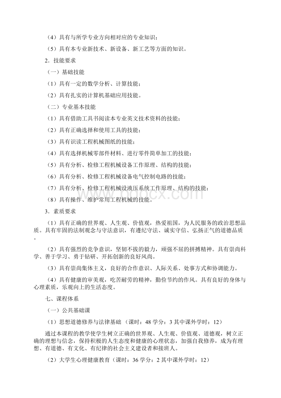 工程机械运用与维护专业人才培养方案.docx_第2页