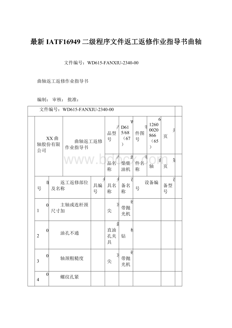 最新IATF16949二级程序文件返工返修作业指导书曲轴.docx_第1页