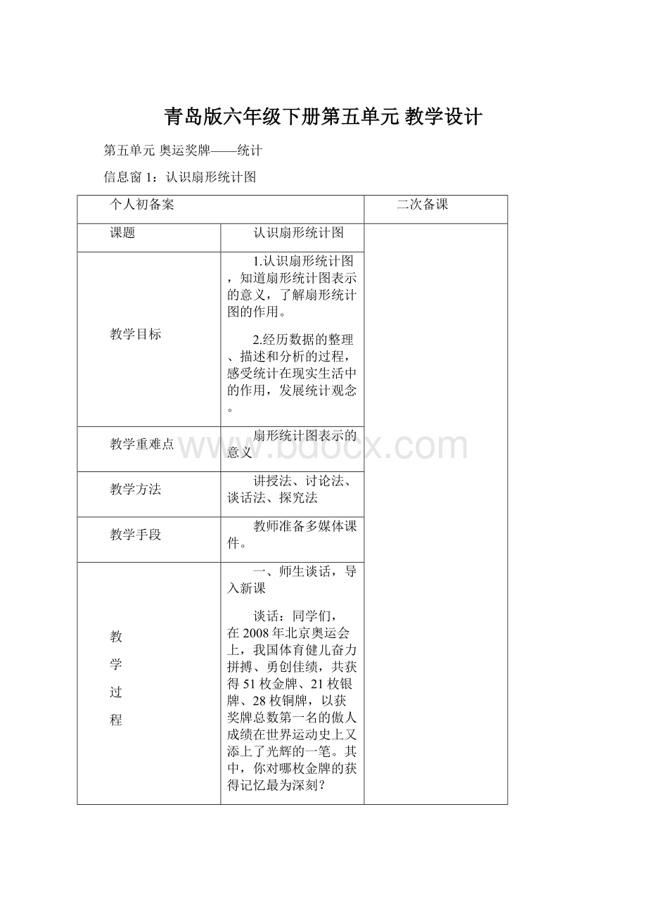 青岛版六年级下册第五单元 教学设计.docx_第1页