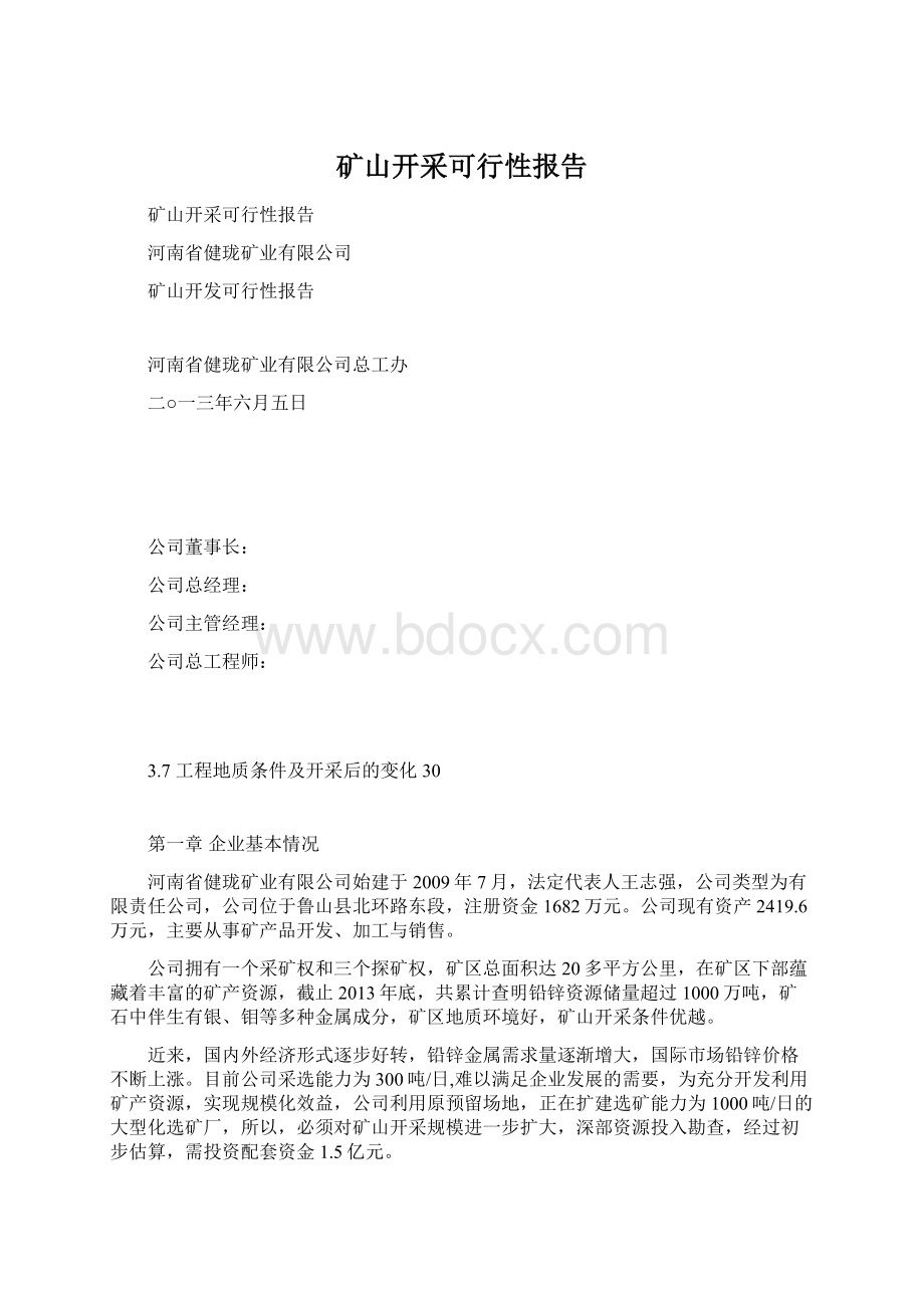 矿山开采可行性报告.docx