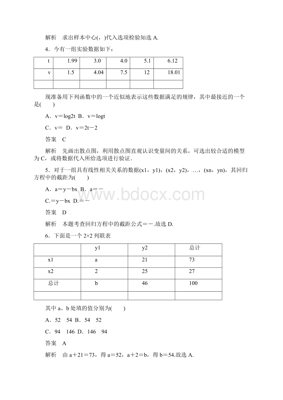 高考调研高中数学人教A版选修23第三章 统计案例 单元测试题.docx_第2页